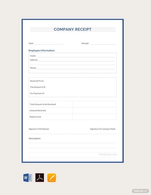 Company Receipt Template Company Receipt Template