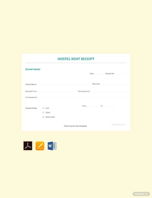 Sample Hostel Rent Receipt Template