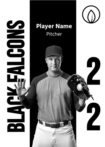 Free Black and White Baseball Card Template to Edit Online