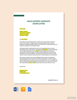 Sales Support Associate Cover Letter