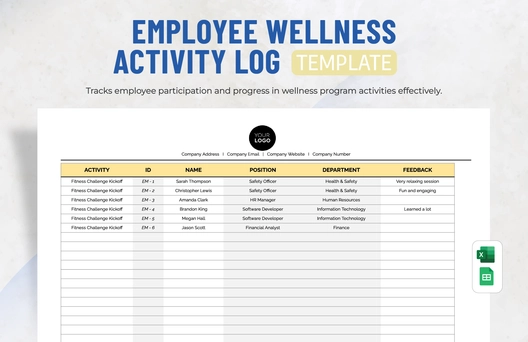 Employee Wellness Activity Log Template