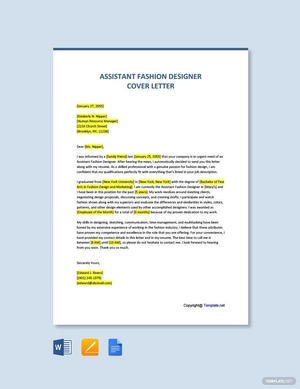 Assistant Fashion Designer Cover Letter