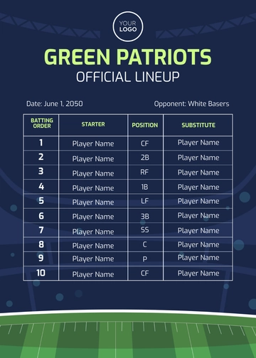 Free Baseball Team Lineup Card Template to Edit Online