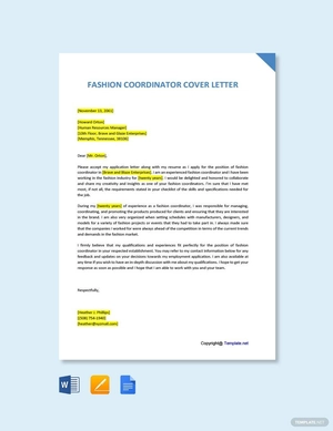 Fashion Coordinator Cover Letter