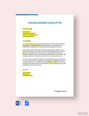 Fashion Designer Cover Letter