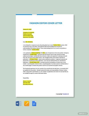 Fashion Editor Cover Letter