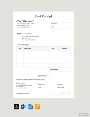 Rent Receipt Format Template