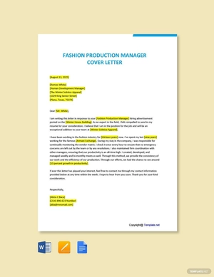 Fashion Production Manager Cover Letter