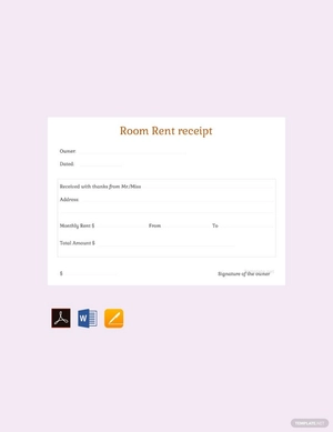 Monthly Room Rent Receipt Template