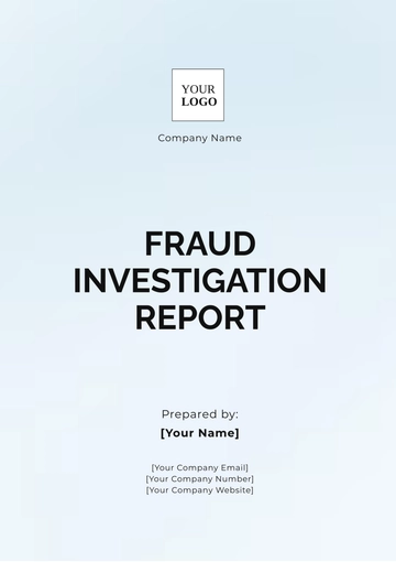 Free Fraud Investigation Report Template to Edit Online