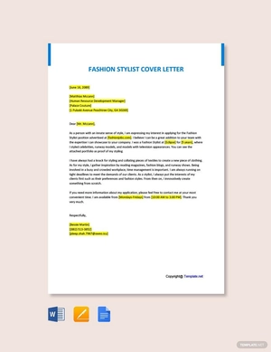 Fashion Stylist Cover Letter