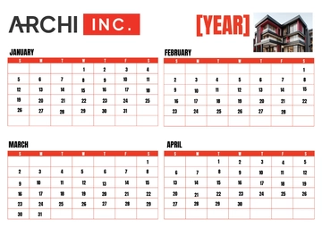 Free Architecture Yearly Calendar Template to Edit Online