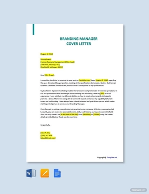 Branding Manager Cover Letter