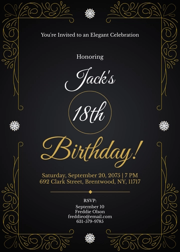 Elegant 18th Birthday Invitation Template - Edit Online & Download