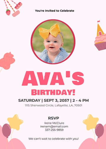 Free Baby Girl Birthday Invitation Template to Edit Online