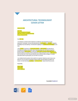 Architectural Technologist Cover Letter