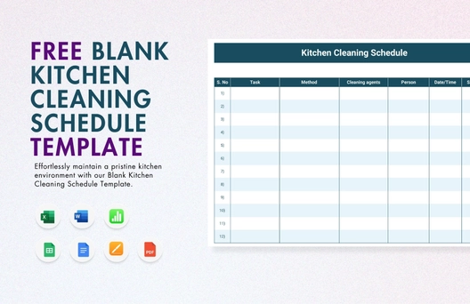 Blank Kitchen Cleaning Schedule Template