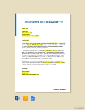 Architecture Teacher Cover Letter