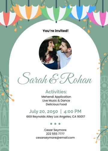 Mehendi Ceremony Invitation Template - Edit Online & Download