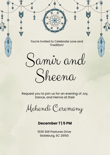 Free Mehendi Function Invitation Template to Edit Online