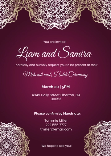 Mehendi And Haldi Invitation Template - Edit Online & Download