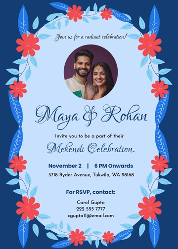 Indian Floral Mehendi Invitation Template - Edit Online & Download