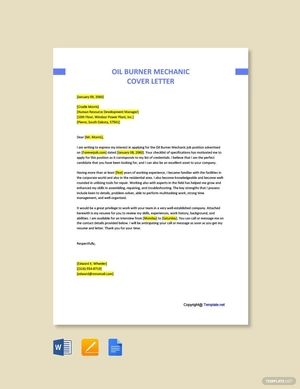 Oil Burner Mechanic Cover Letter