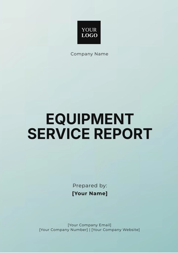 Free Equipment Service Report Template to Edit Online