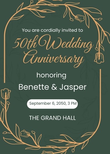Elegant 50th Anniversary Invitation Template - Edit Online & Download