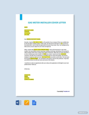 Gas Meter Installer Cover Letter Template
