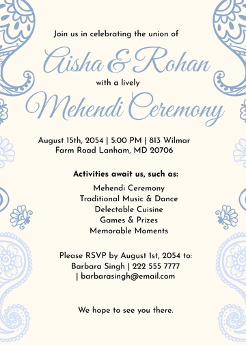 Free Mehendi Pastel Invitation Template to Edit Online