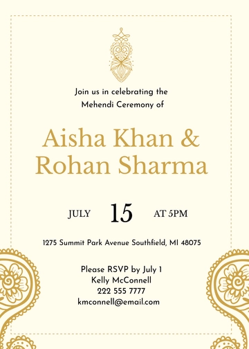 Free Classy Mehendi Invitation Template to Edit Online
