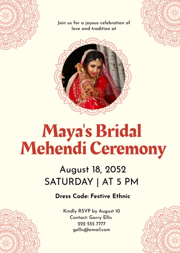 Bridal Mehendi Invitation Template - Edit Online & Download