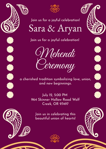 Traditional Mehendi Invitation Template - Edit Online & Download Example