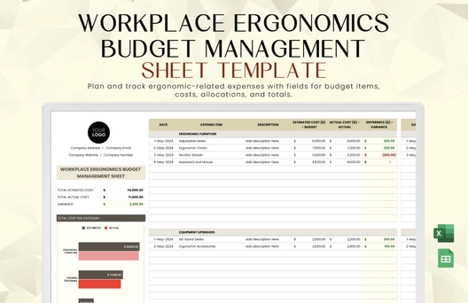 Workplace Ergonomics Budget Management Sheet Template
