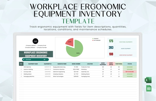 Workplace Ergonomic Equipment Inventory Template