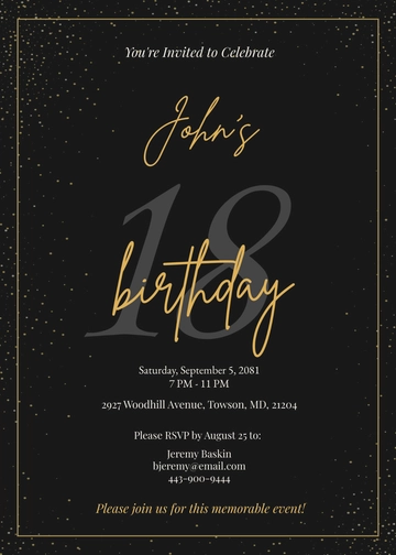 Free 18th Birthday Celebration Invitation Template to Edit Online