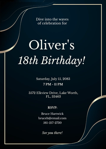 Free Wavy 18th Birthday Invitation Template to Edit Online
