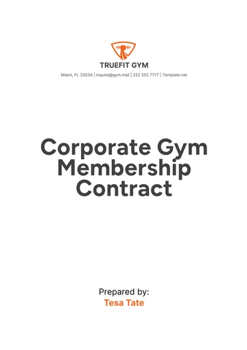 Free Corporate Gym Membership Contract Template to Edit Online