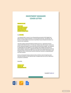 Investment Manager Cover Letter