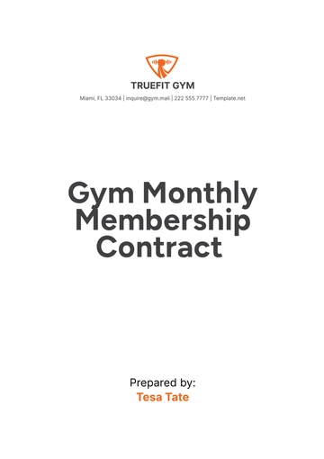 Free Gym Monthly Membership Contract Template to Edit Online