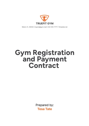 Free Gym Registration and Payment Contract Template to Edit Online