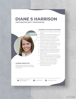 Anthropology Professor Resume