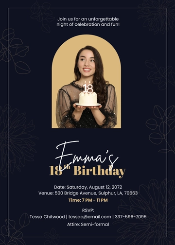 Free 18th Birthday Invitation Template With Photo to Edit Online