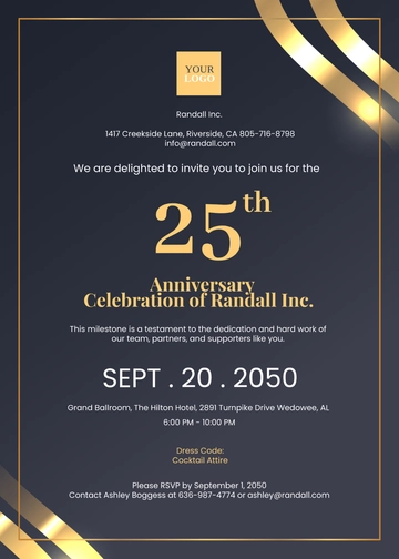 Free Company Anniversary Event Invitation Template to Edit Online