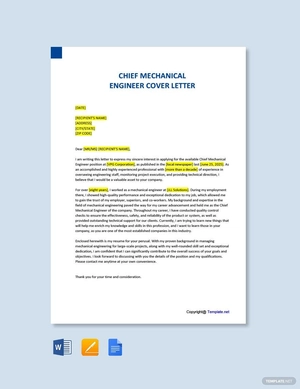 Chief Mechanical Engineer Cover Letter Template