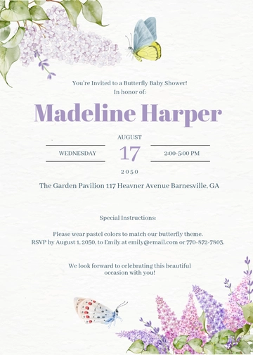 Free Butterfly Baby Shower Invitation Template to Edit Online
