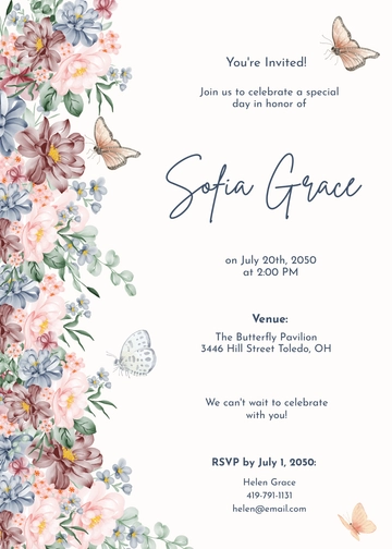 Free Floral Butterfly Invitation Template to Edit Online