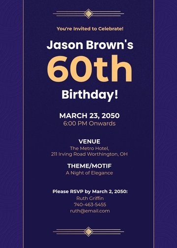 Free Modern 60th Birthday Invitation Template to Edit Online