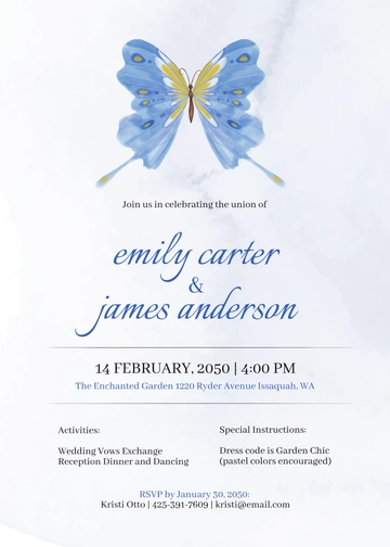 Free Butterfly Wedding Invitation Template to Edit Online